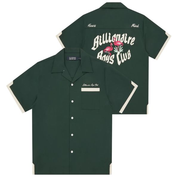 Billionaire Boys Club Flamingo Bowling Overhemd Donker Groen