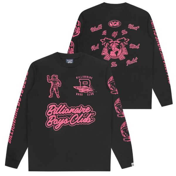 Billionaire Boys Club Global Regatta Multi Print Longsleeve T-shirt Zwart