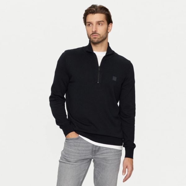 Boss Kanobix Zip Mock Sweater Navy