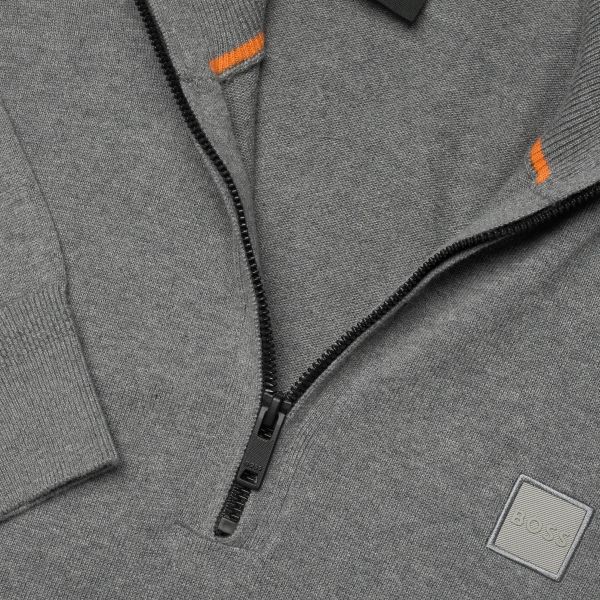 Boss Kanobix Zip Mock Sweater Grijs