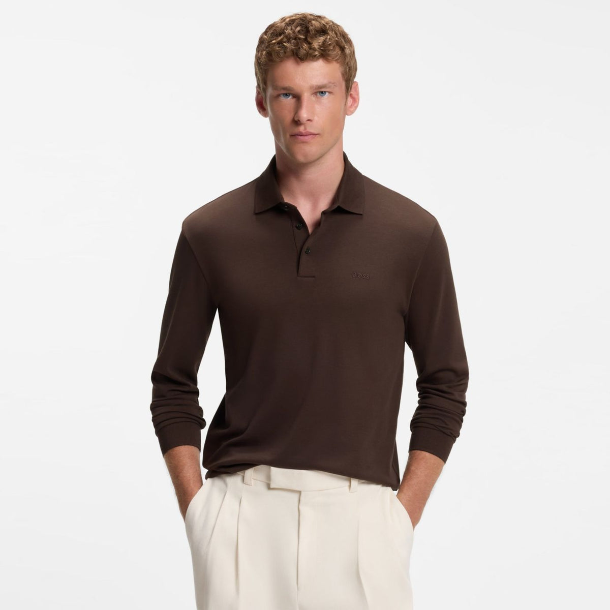 Boss Pado Langærmet Polo Brun