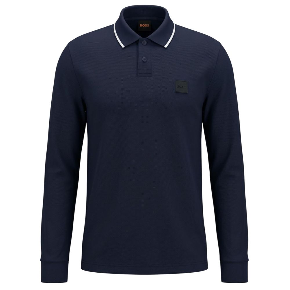 Boss Passerford langærmet polo navy