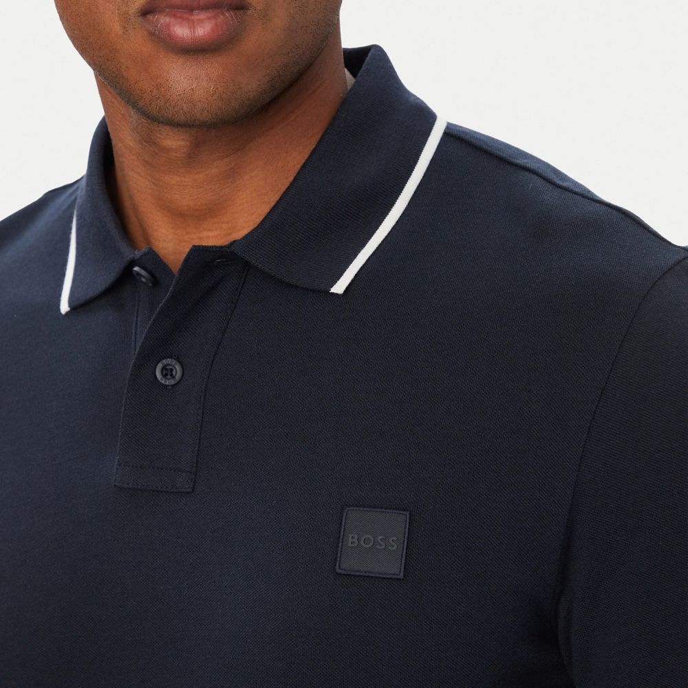 Boss Passerford langærmet polo navy