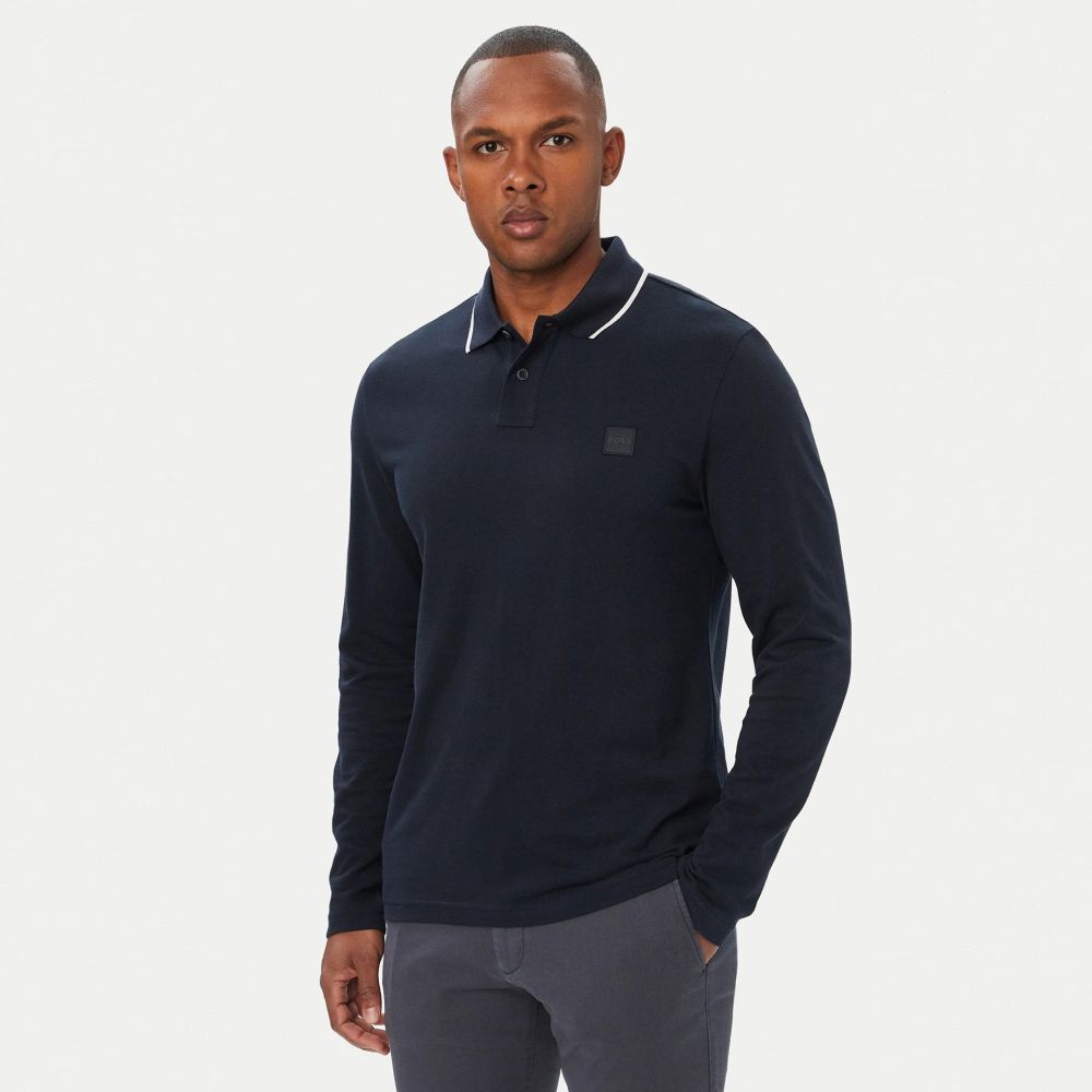 Boss Passerford langærmet polo navy
