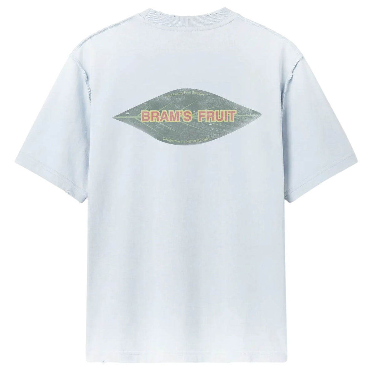 Bram’s Fruit Distressed Leaf T-shirt Licht Blauw