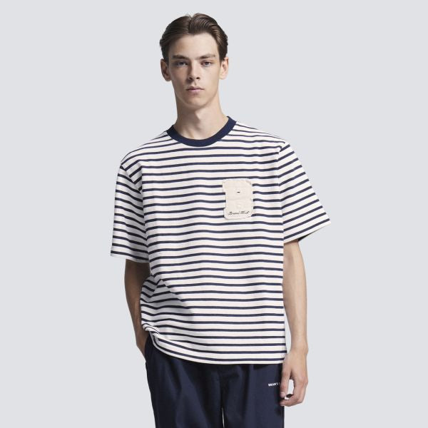 Bram's Fruit Varsity Striped T-shirt Wit/Navy