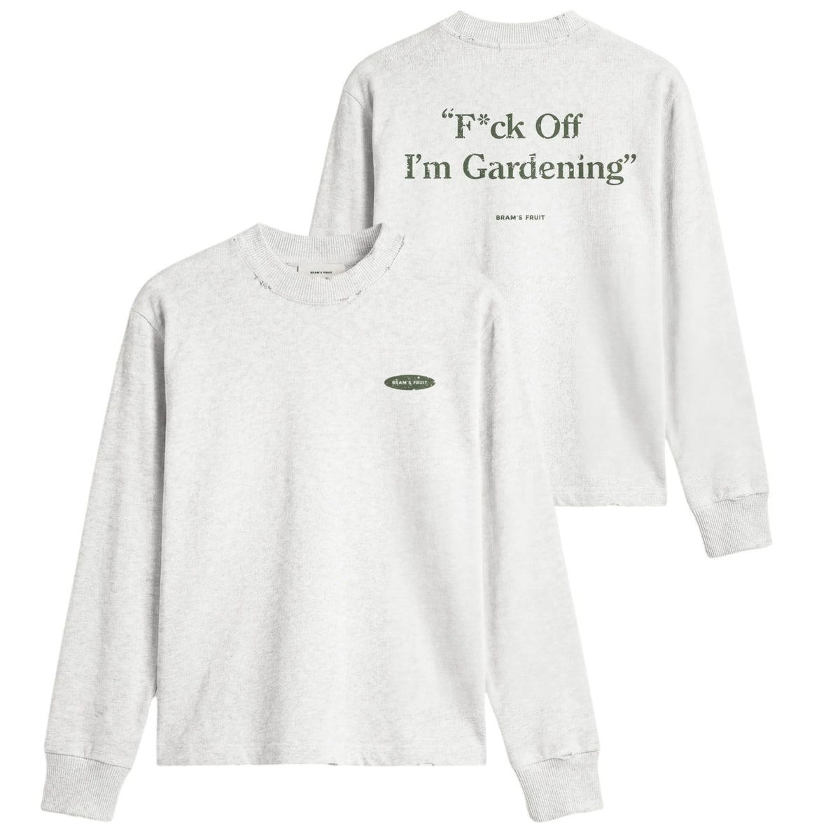 Bram's Fruit Gardening Distressed Longsleeve T-shirt Grå