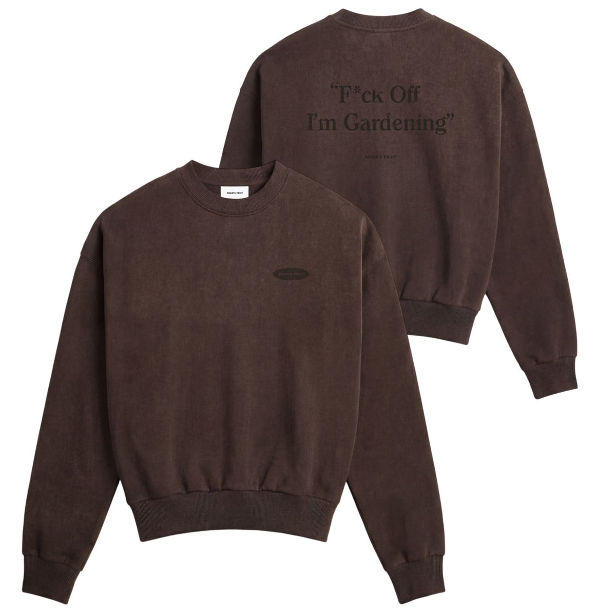 Brams frugthave-sweater med slidt look, brun