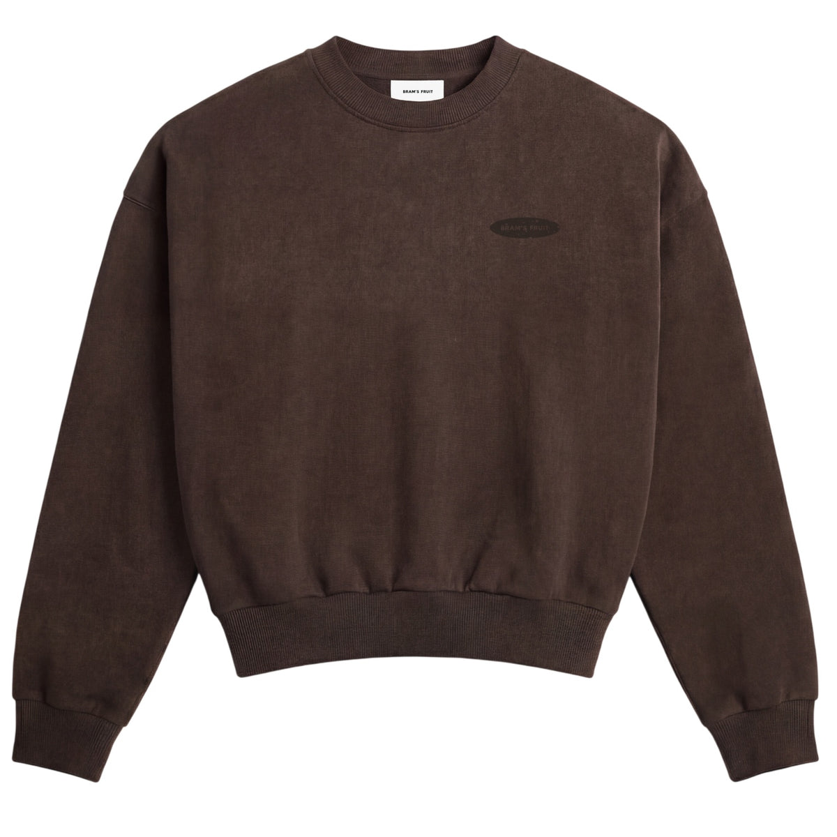 Brams frugthave-sweater med slidt look, brun