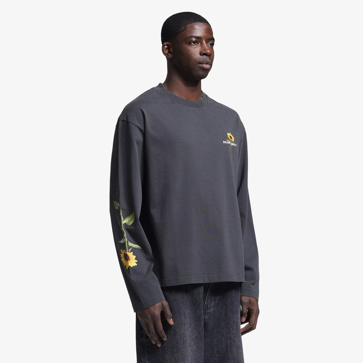 Bram’s Fruit Sunflower langærmet T-shirt sort