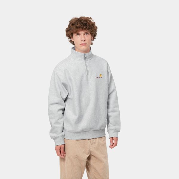 Carhartt Half Zip American Script Sweater Licht Grijs