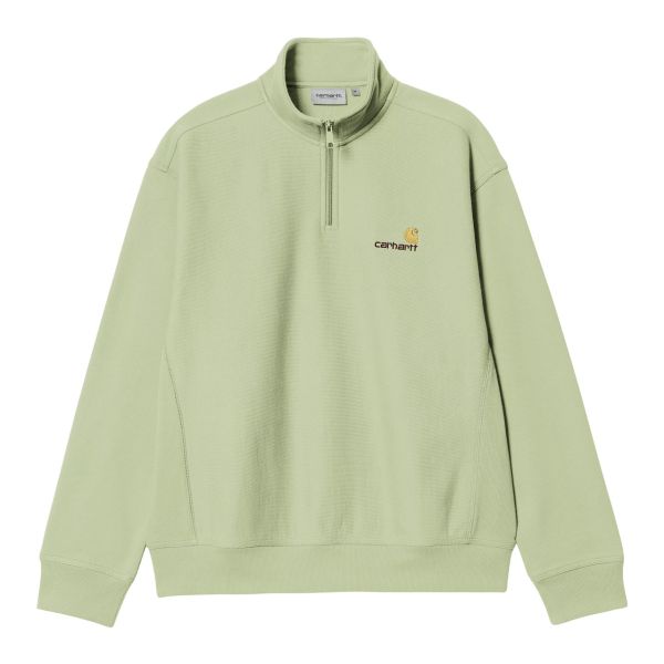 Carhartt WIP Half Zip American Script Sweater Licht Groen