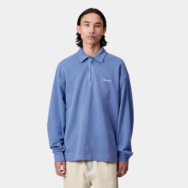 Carhartt WIP Piqué Script Half Zip Sweater Blauw