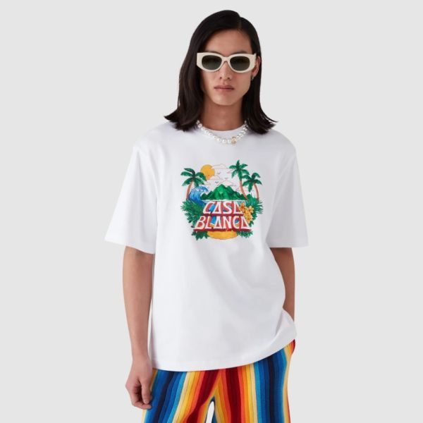 Casablanca Beach Wave T-shirt Wit