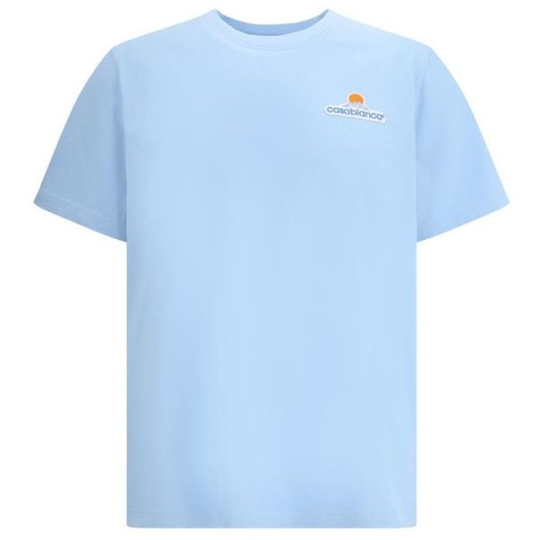 Casablanca Montagne Patch T-shirt Licht Blauw