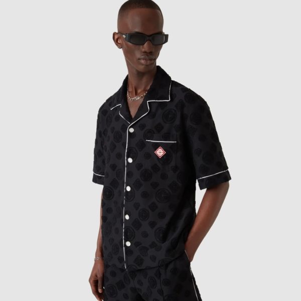 Casablanca Towelling Monogram Overhemd Zwart