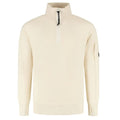 CP Company Diagonal Raised Fleece Half Zip Sweater Beige