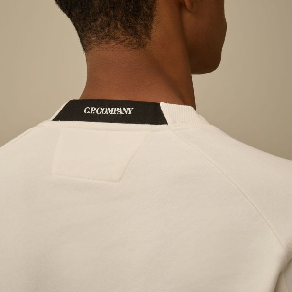 CP Company Diagonal Raised Fleece Lens Sweater Wit