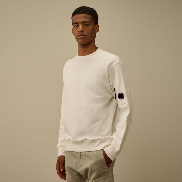CP Company Diagonal Raised Fleece Lens Sweater Wit