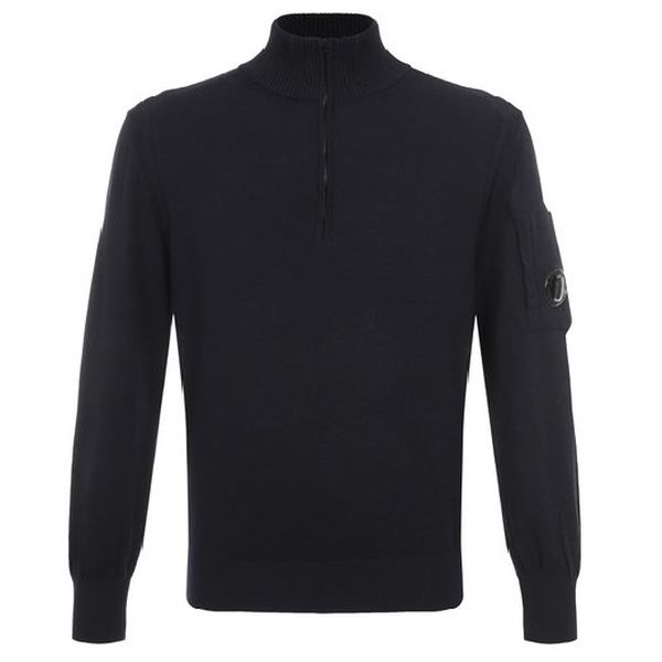 CP Company Extrafine Merino Wool Half Zip Sweater Navy