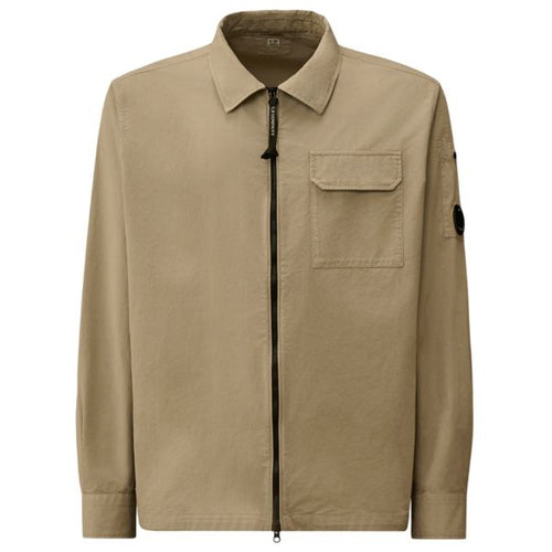 CP Company Gabardine Zipped Overshirt Beige