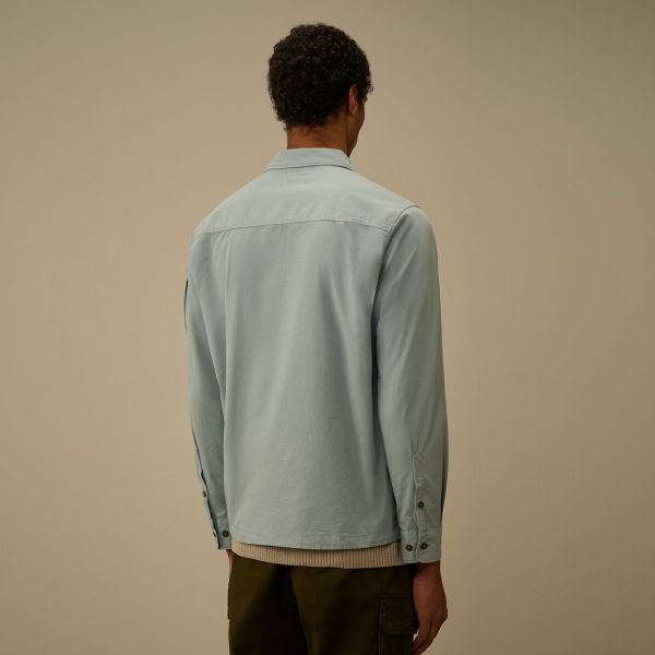 CP Company Gabardine Zipped Overshirt Licht Blauw