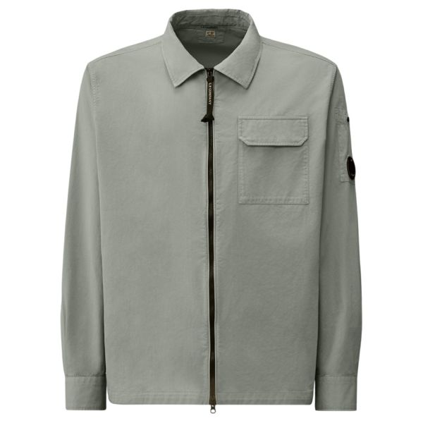 CP Company Gabardine Zipped Overshirt Licht Blauw