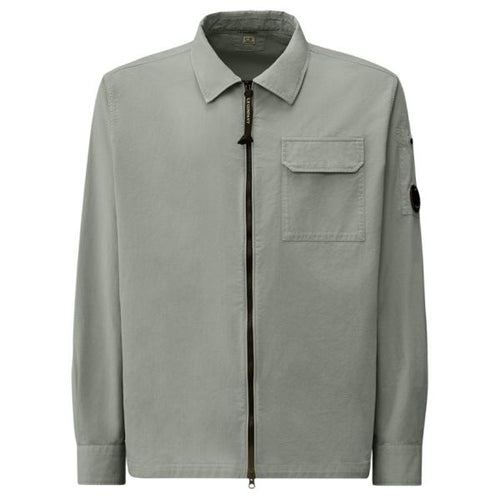 CP Company Gabardine Zipped Overshirt Licht Blauw