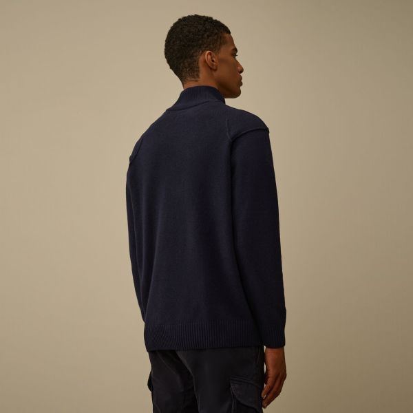 CP Company Lambswool GRS Half Zipped Knit Sweater Navy