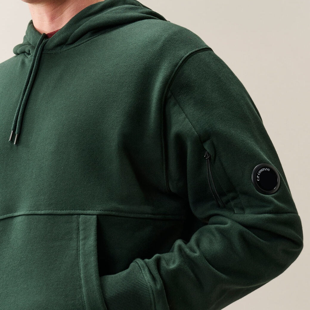 CP Company Diagonal Raised Fleece Lens Hættetrøje Mørkegrøn