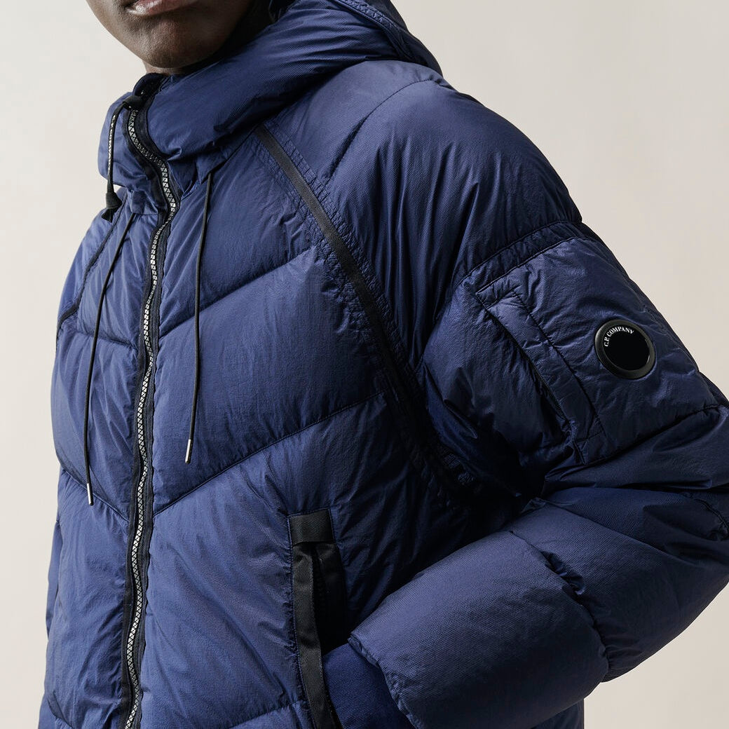CP Company Down Shield Lens Hooded Puffer Donker Blauw