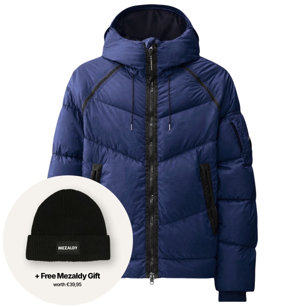 CP Company Down Shield Lens Hooded Puffer Donker Blauw