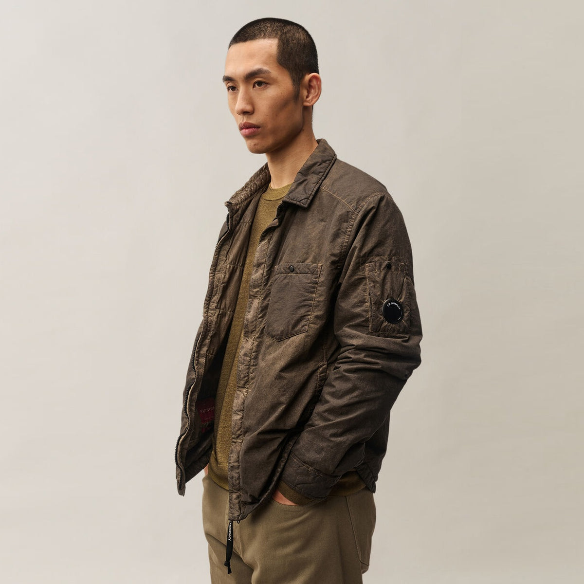 CP Company Flatt Nylon Lens Re-Colour Overshirt Brun