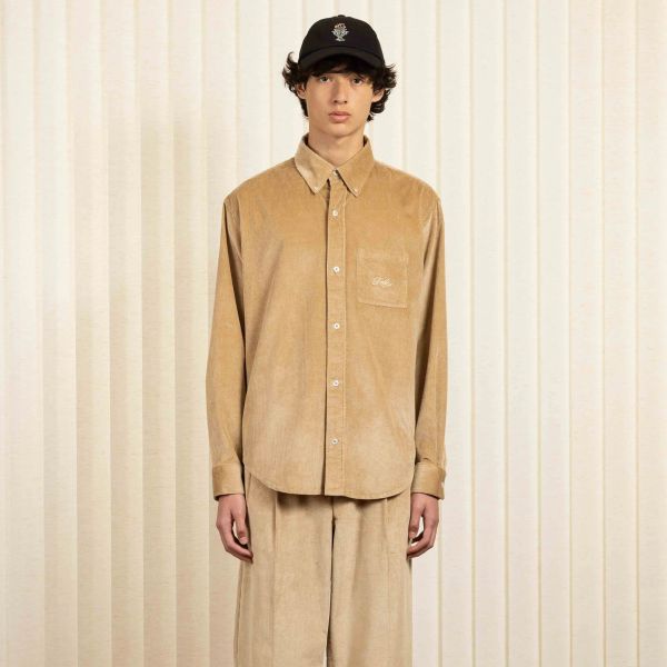 Drôle De Monsieur La Chemise Corduroy Overhemd Beige