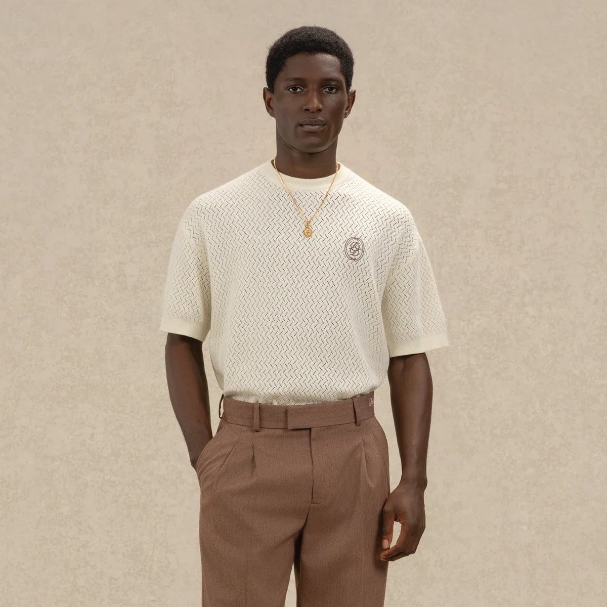 Drôle De Monsieur Maille Ajourée D Miroir T-shirt Off White