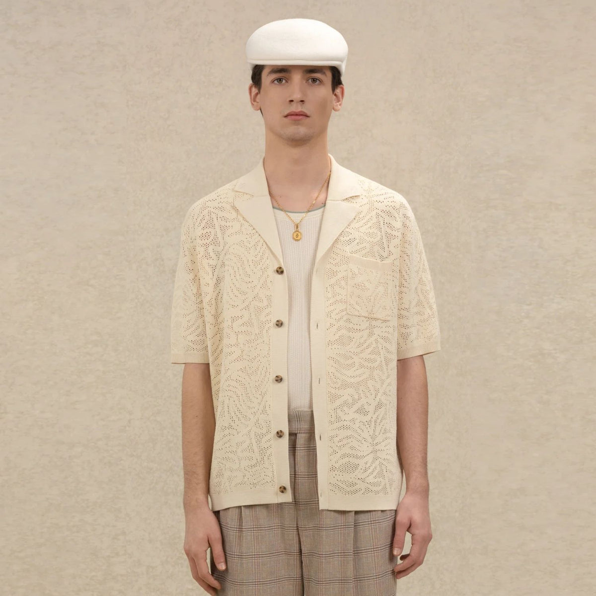Drôle De Monsieur Maille Dentelle Overhemd Off White