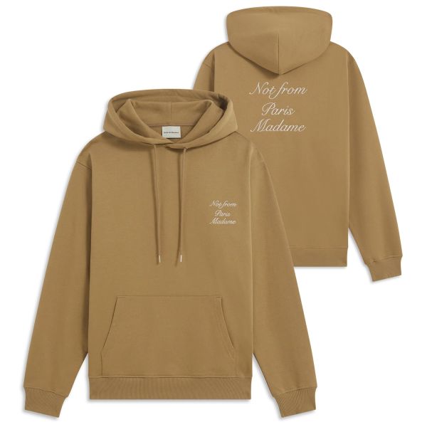 Drôle De Monsieur Slogan Calligraphy Hoodie Bruin