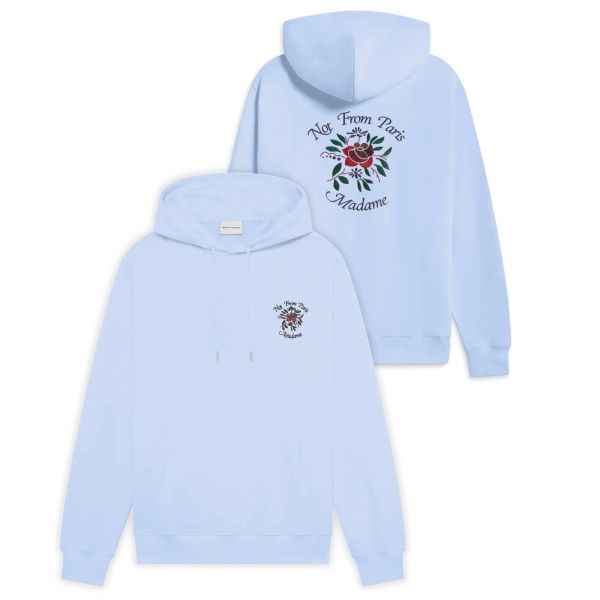 Drôle De Monsieur Slogan Rose Hoodie Licht Blauw