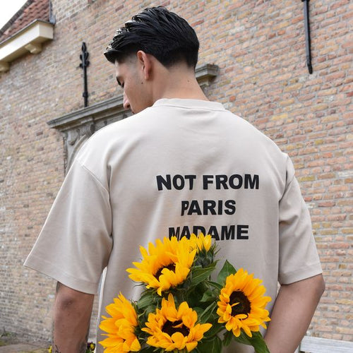 Drôle De Monsieur Slogan T-shirt Beige