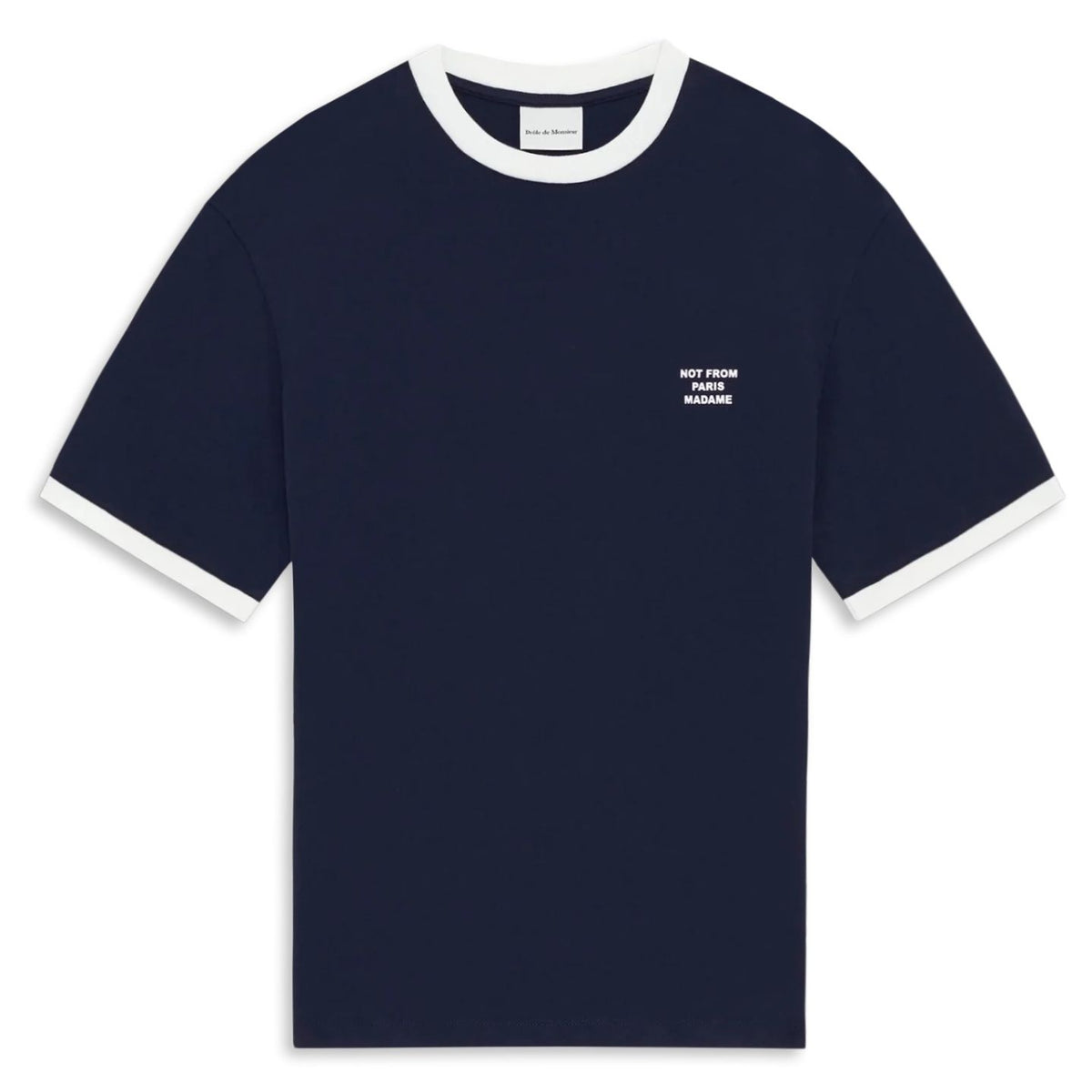 Drôle De Monsieur Contrasted Slogan T-shirt Navy