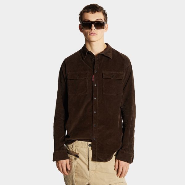Dsquared2 Corduroy Overshirt Bruin
