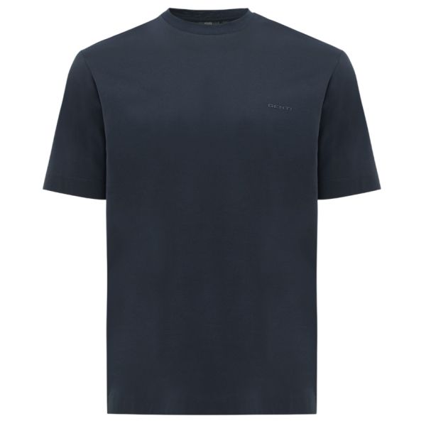 Genti Mercerized Logo T-shirt Navy