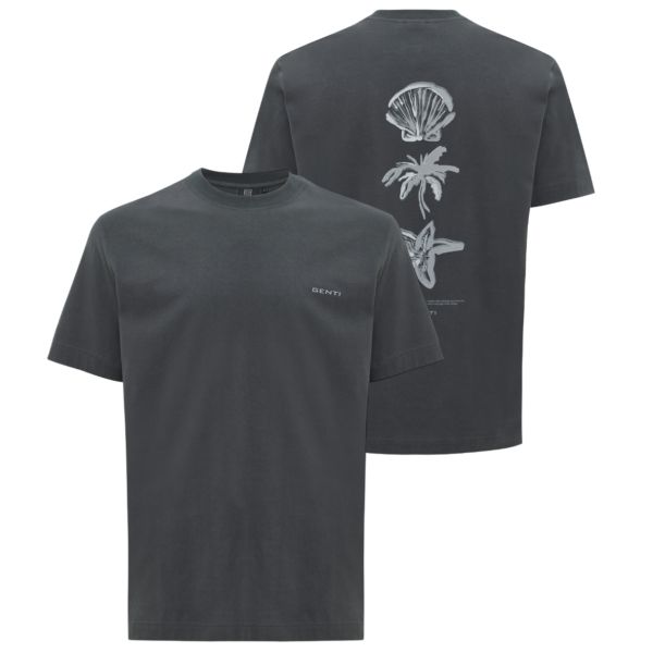 Genti Sea Print T-shirt Antraciet