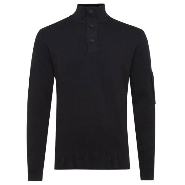 Genti Turtle 3 Buttons Sweater Zwart