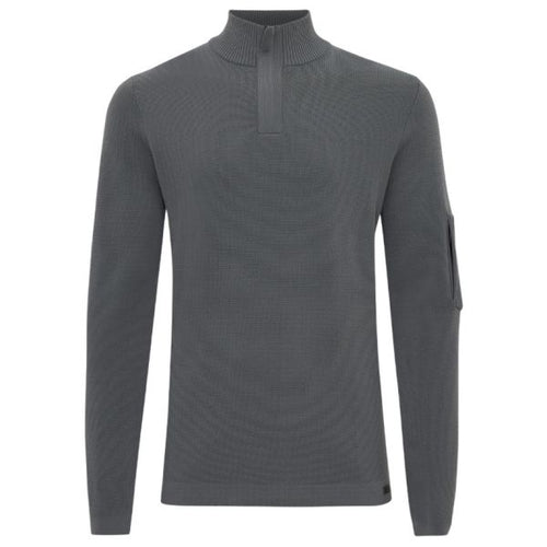 Genti Turtle Zip Sweater Antraciet