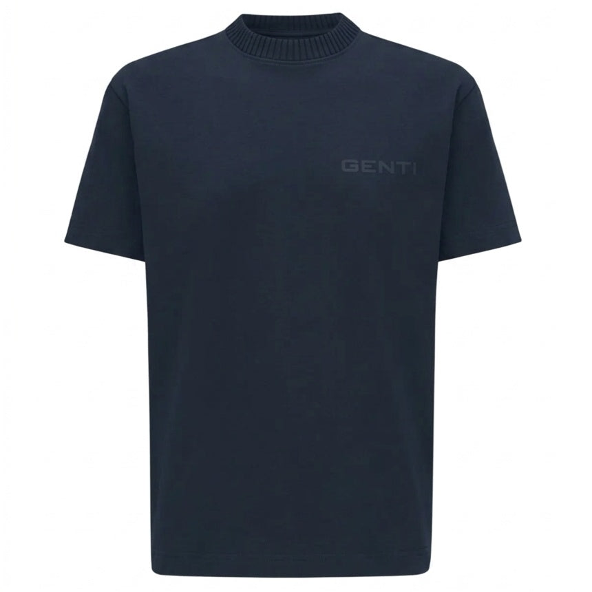 Genti T-shirt med broderet logo marineblå