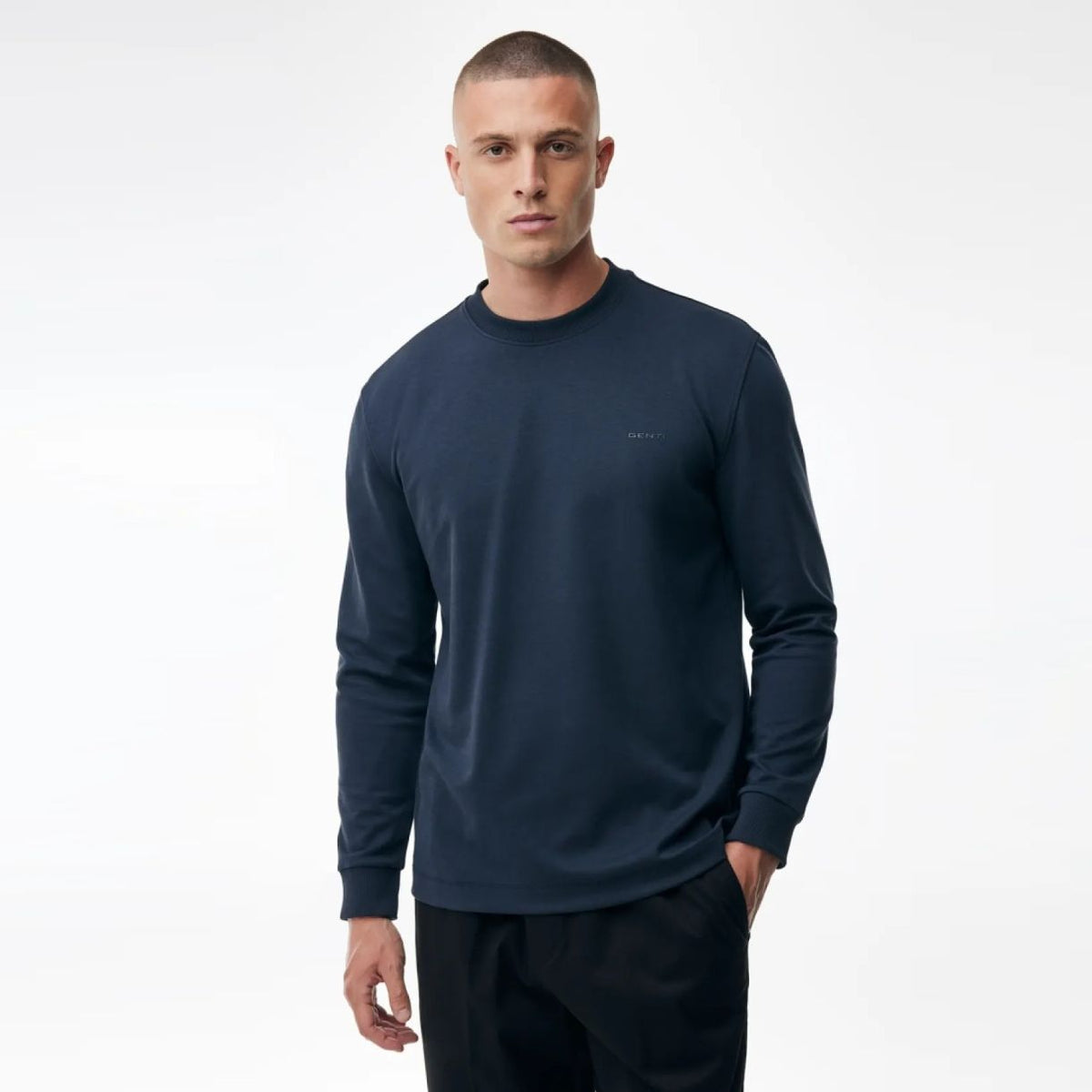 Genti Logo Langærmet T-shirt Mørkeblå