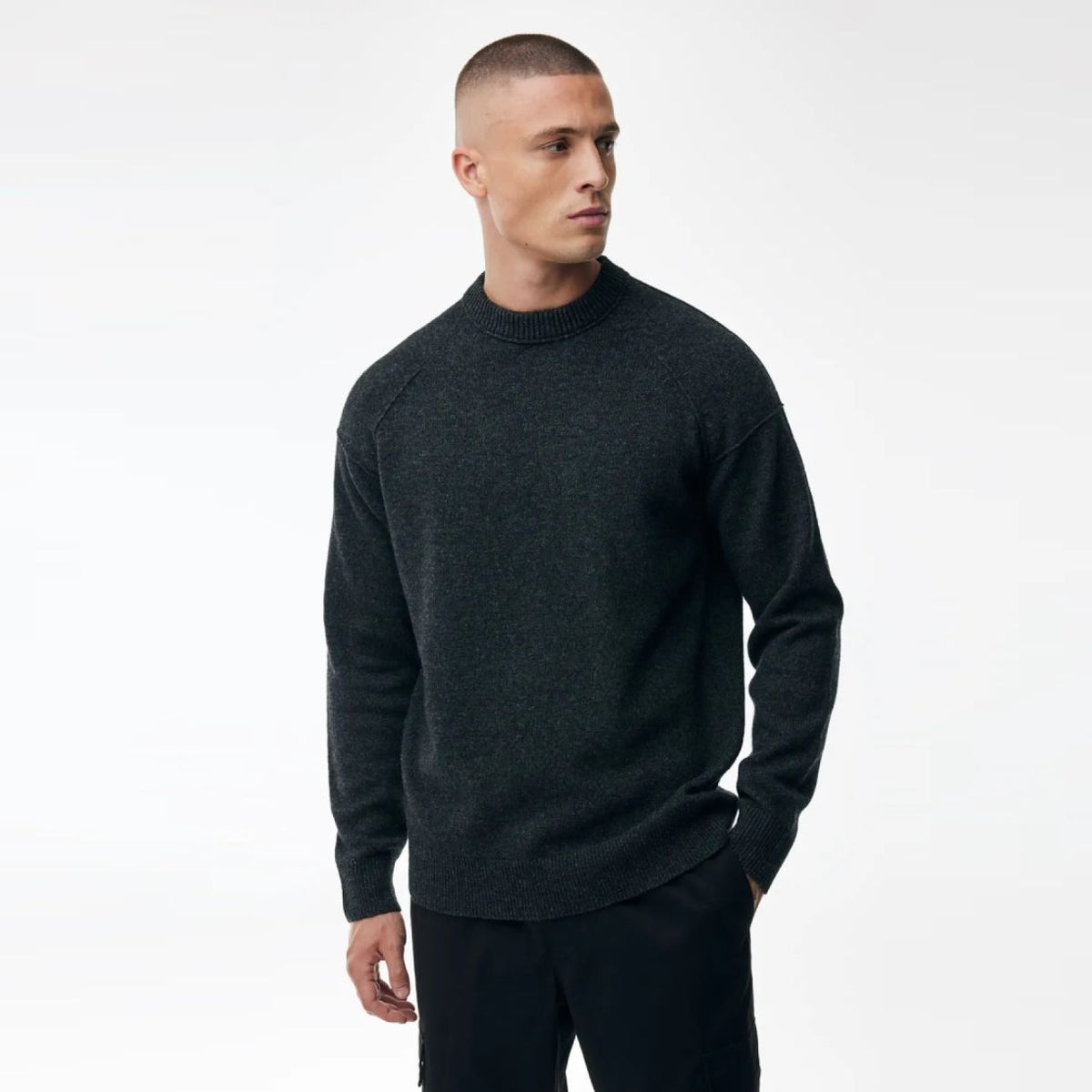 Genti Relaxed Uldblandet Sweater Antracit