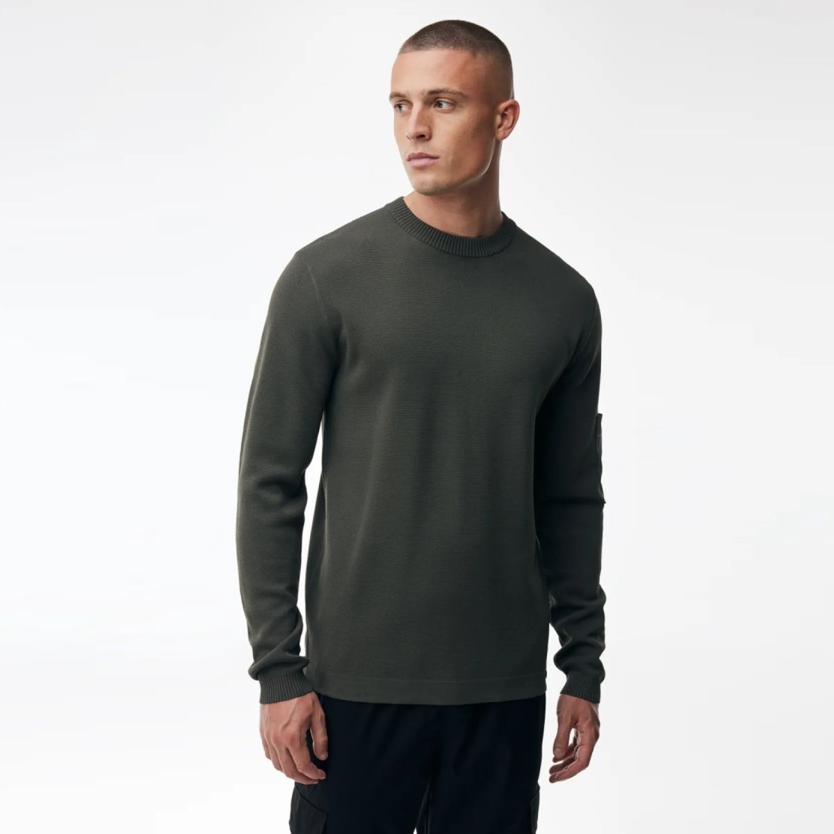 Genti Round Pocket Sweater Mørkegrøn
