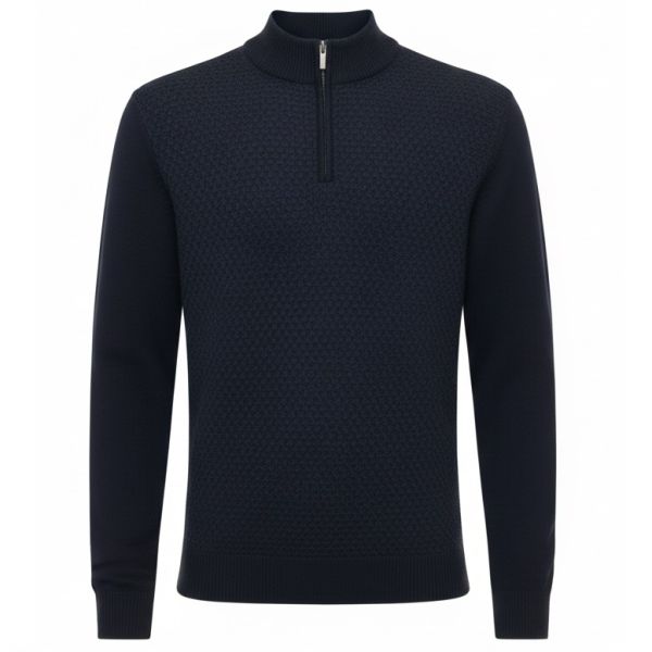 Gentiluomo Cable Turtle Zip Sweater Navy